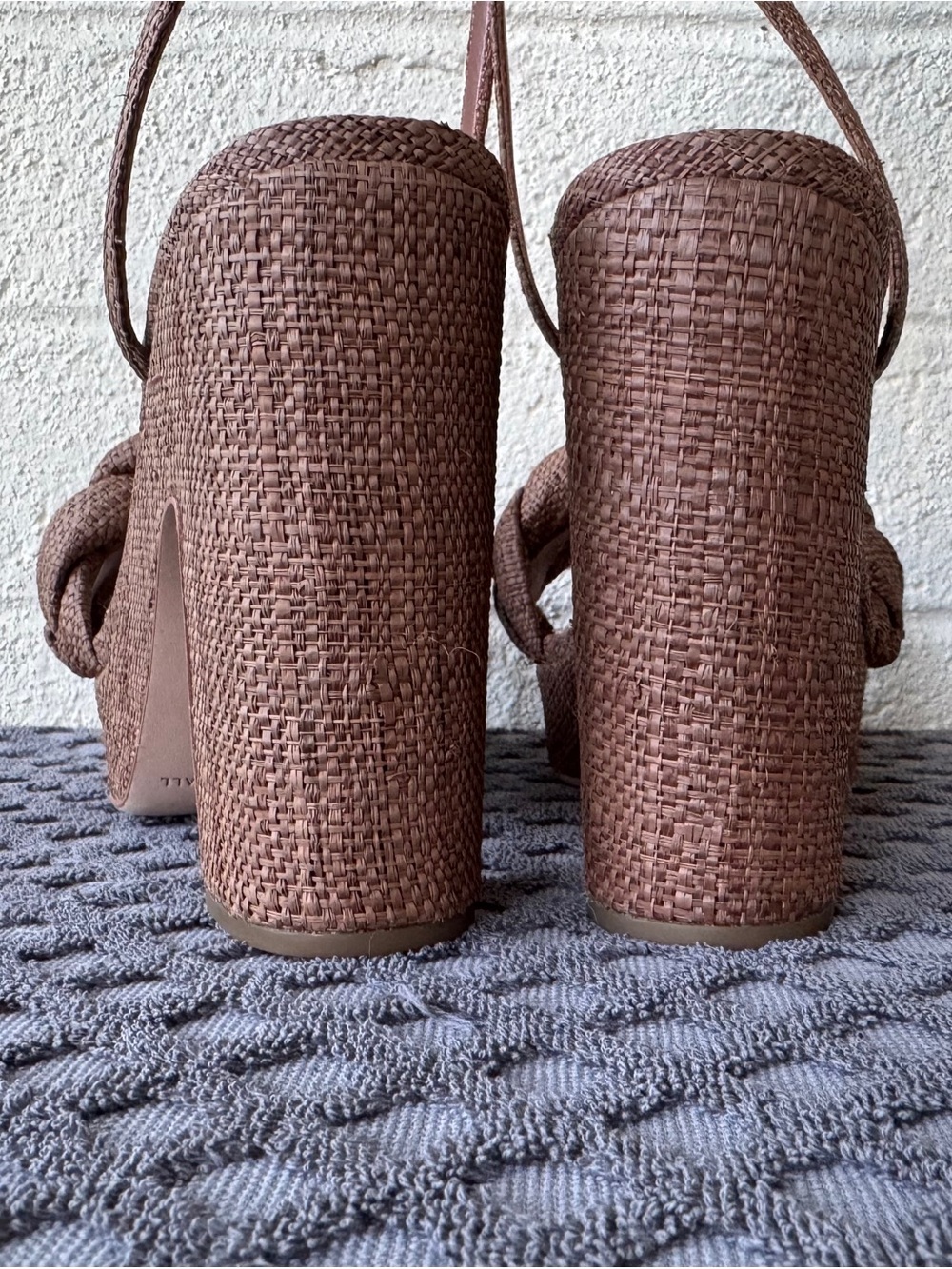 Loeffler Randall Fae Braided Brown Raffia Platform Sandals Size 9.5 - Picture 6 of 9